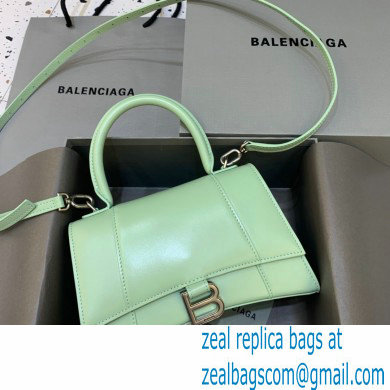 BALENCIAGAHourglass Small Handbag in light green shiny box calfskin 2022