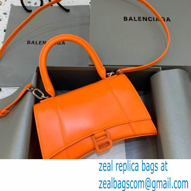 BALENCIAGAHourglass Small Handbag in orange shiny box calfskin 2022