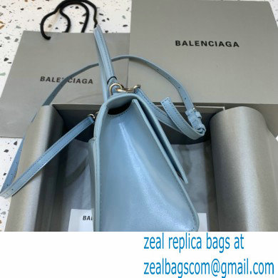 BALENCIAGAHourglass Small Handbag in sky blue shiny box calfskin 2022