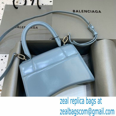 BALENCIAGAHourglass Small Handbag in sky blue shiny box calfskin 2022