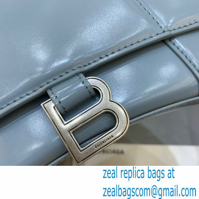 BALENCIAGAHourglass Small Handbag in sky blue shiny box calfskin 2022