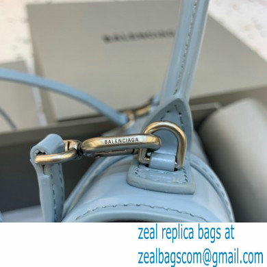 BALENCIAGAHourglass Small Handbag in sky blue shiny box calfskin 2022