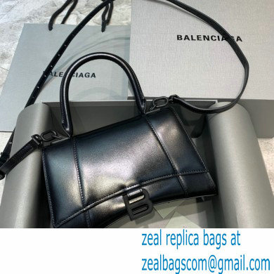 BALENCIAGAHourglass Small Handbag in so black shiny box calfskin 2022