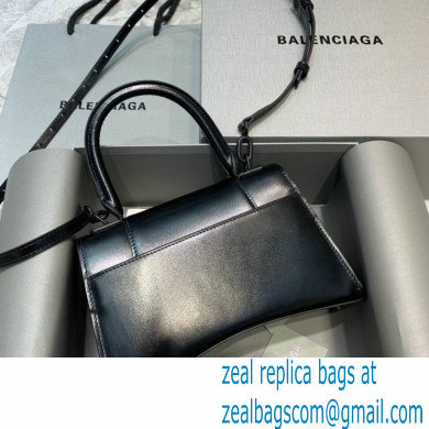 BALENCIAGAHourglass Small Handbag in so black shiny box calfskin 2022