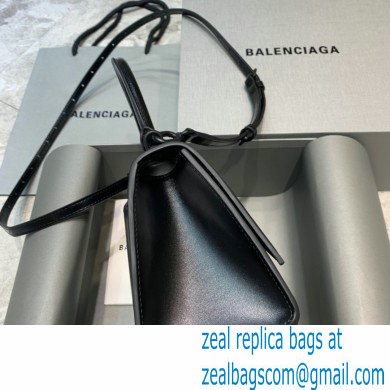 BALENCIAGAHourglass Small Handbag in so black shiny box calfskin 2022