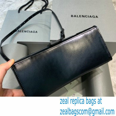 BALENCIAGAHourglass Small Handbag in so black shiny box calfskin 2022