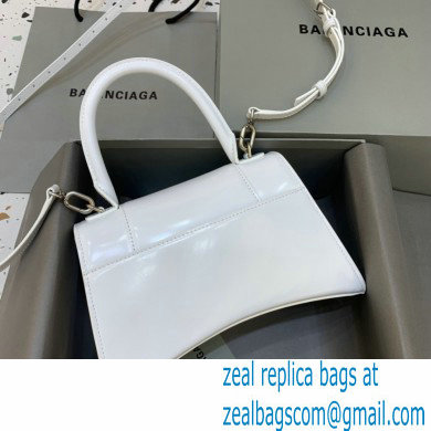 BALENCIAGAHourglass Small Handbag in so white shiny box calfskin 2022