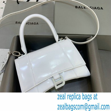 BALENCIAGAHourglass Small Handbag in so white shiny box calfskin 2022 - Click Image to Close