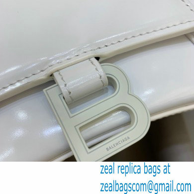 BALENCIAGAHourglass Small Handbag in so white shiny box calfskin 2022 - Click Image to Close