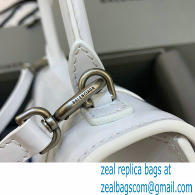 BALENCIAGAHourglass Small Handbag in so white shiny box calfskin 2022 - Click Image to Close