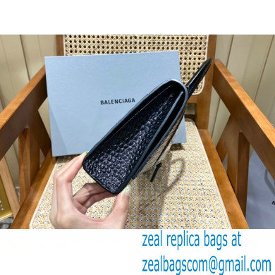 BALENCIAGA Hourglass PLUS Handbag in black shiny crocodile embossed calfskin with black hardware 2022 - Click Image to Close