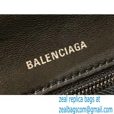 BALENCIAGA Hourglass PLUS Handbag in black shiny crocodile embossed calfskin with black hardware 2022 - Click Image to Close