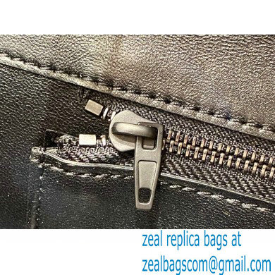 BALENCIAGA Hourglass PLUS Handbag in black shiny crocodile embossed calfskin with black hardware 2022