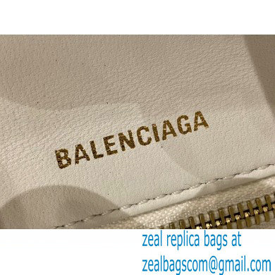 BALENCIAGA Hourglass PLUS Handbag in white shiny crocodile embossed calfskin with golden hardware 2022