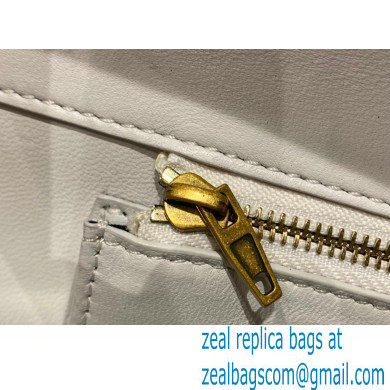 BALENCIAGA Hourglass PLUS Handbag in white shiny crocodile embossed calfskin with golden hardware 2022