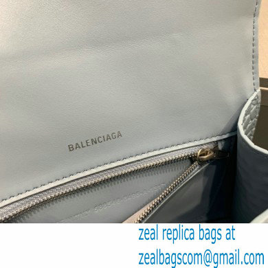 BALENCIAGA Hourglass Small Handbag in Linen Blue shiny crocodile embossed calfskin 2022 - Click Image to Close