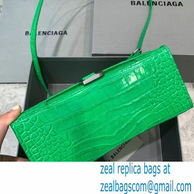 BALENCIAGA Hourglass Small Handbag in bamboo green shiny crocodile embossed calfskin 2022 - Click Image to Close