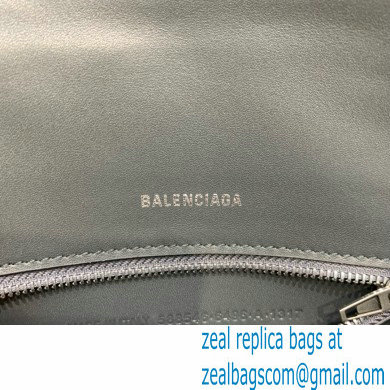 BALENCIAGA Hourglass Small Handbag in black crocodile embossed calfskin with aged silver hardware 2022