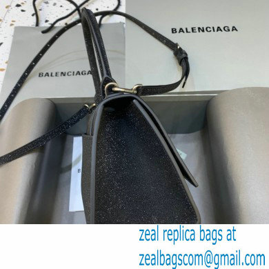 BALENCIAGA Hourglass Small Handbag in black glitter material 2022 - Click Image to Close