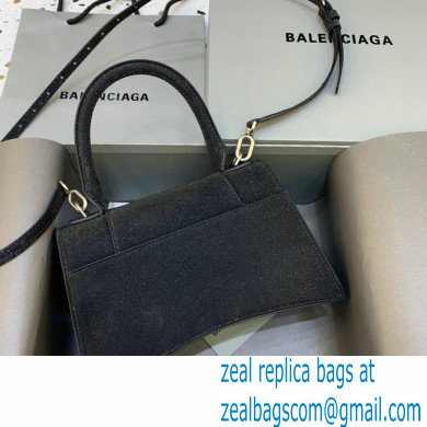 BALENCIAGA Hourglass Small Handbag in black glitter material 2022