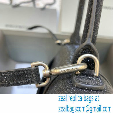 BALENCIAGA Hourglass Small Handbag in black glitter material 2022 - Click Image to Close