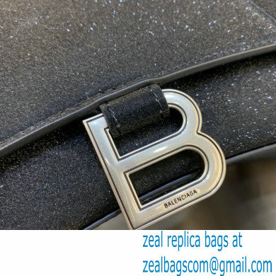 BALENCIAGA Hourglass Small Handbag in black glitter material 2022 - Click Image to Close