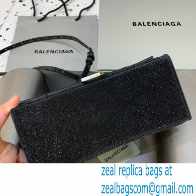 BALENCIAGA Hourglass Small Handbag in black glitter material 2022