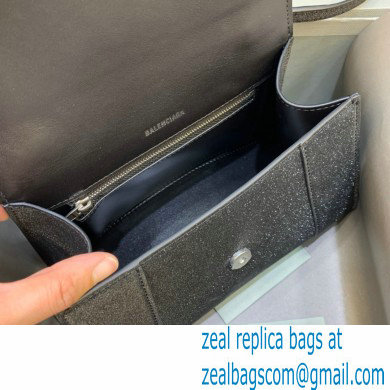 BALENCIAGA Hourglass Small Handbag in black glitter material 2022
