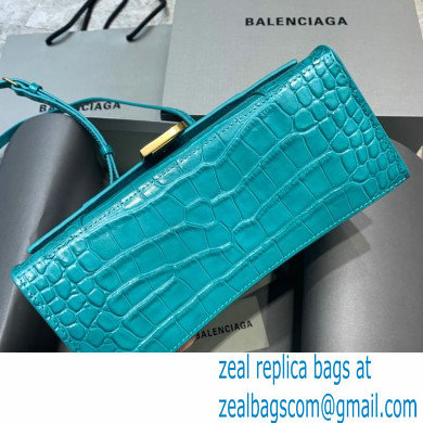 BALENCIAGA Hourglass Small Handbag in blue shiny crocodile embossed calfskin 2022 - Click Image to Close