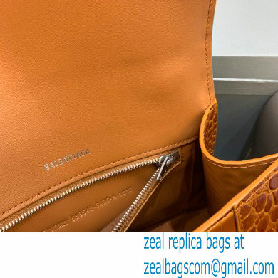 BALENCIAGA Hourglass Small Handbag in caramel shiny crocodile embossed calfskin 2022