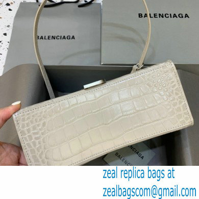 BALENCIAGA Hourglass Small Handbag in creamy shiny crocodile embossed calfskin 2022
