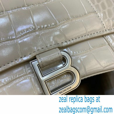 BALENCIAGA Hourglass Small Handbag in creamy shiny crocodile embossed calfskin 2022 - Click Image to Close