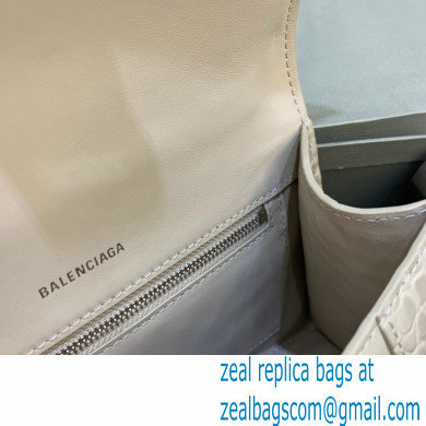 BALENCIAGA Hourglass Small Handbag in creamy shiny crocodile embossed calfskin 2022