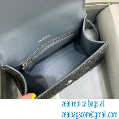 BALENCIAGA Hourglass Small Handbag in dark gray suede calfskin with rhinestones 2022