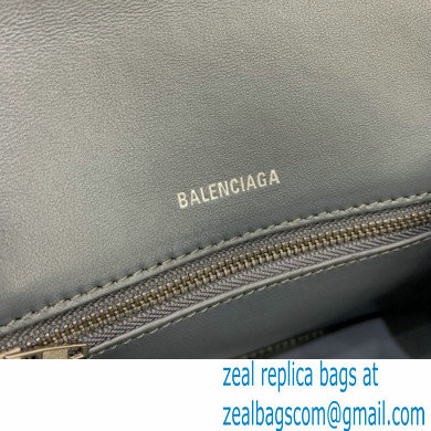 BALENCIAGA Hourglass Small Handbag in dark gray suede calfskin with rhinestones 2022