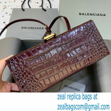 BALENCIAGA Hourglass Small Handbag in dark red shiny crocodile embossed calfskin 2022 - Click Image to Close