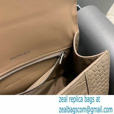 BALENCIAGA Hourglass Small Handbag in elephant gray shiny crocodile embossed calfskin 2022 - Click Image to Close