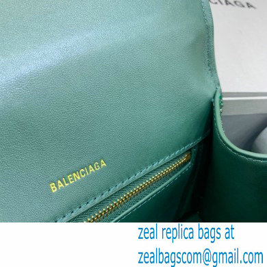 BALENCIAGA Hourglass Small Handbag in green suede calfskin with rhinestones 2022