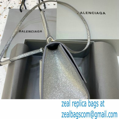 BALENCIAGA Hourglass Small Handbag in grey glitter material 2022