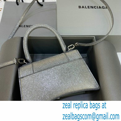 BALENCIAGA Hourglass Small Handbag in grey glitter material 2022 - Click Image to Close