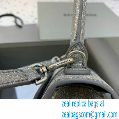 BALENCIAGA Hourglass Small Handbag in grey glitter material 2022 - Click Image to Close