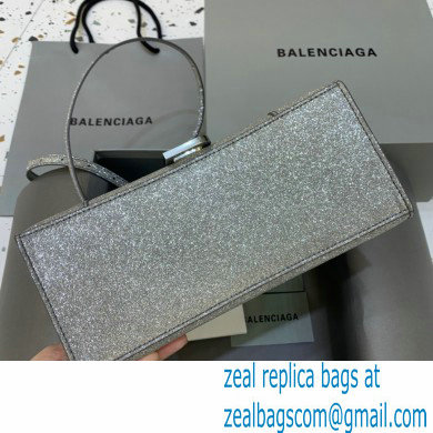 BALENCIAGA Hourglass Small Handbag in grey glitter material 2022 - Click Image to Close