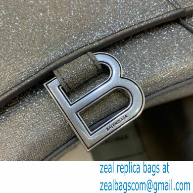 BALENCIAGA Hourglass Small Handbag in grey glitter material 2022 - Click Image to Close