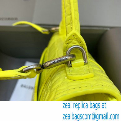 BALENCIAGA Hourglass Small Handbag in lemon yellow shiny crocodile embossed calfskin 2022 - Click Image to Close