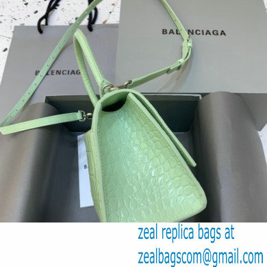 BALENCIAGA Hourglass Small Handbag in light green shiny crocodile embossed calfskin 2022 - Click Image to Close