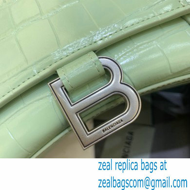 BALENCIAGA Hourglass Small Handbag in light green shiny crocodile embossed calfskin 2022 - Click Image to Close