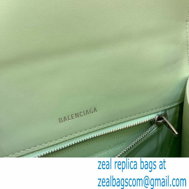 BALENCIAGA Hourglass Small Handbag in light green shiny crocodile embossed calfskin 2022