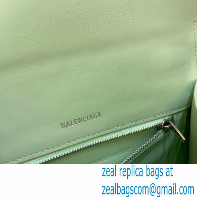 BALENCIAGA Hourglass Small Handbag in light green shiny crocodile embossed calfskin 2022 - Click Image to Close