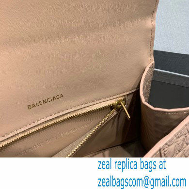 BALENCIAGA Hourglass Small Handbag in nude shiny crocodile embossed calfskin 2022