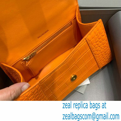 BALENCIAGA Hourglass Small Handbag in orange shiny crocodile embossed calfskin 2022